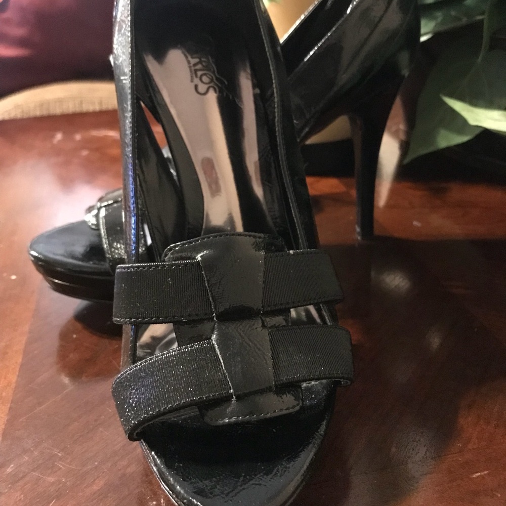 Black patent leather shoes., worn once
